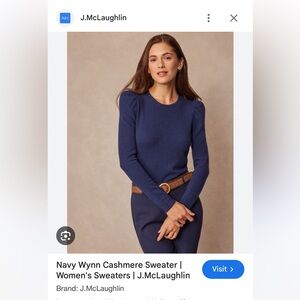 NWT J. McLaughlin Wynn Puff Sleeve Sweater Navy Size XS